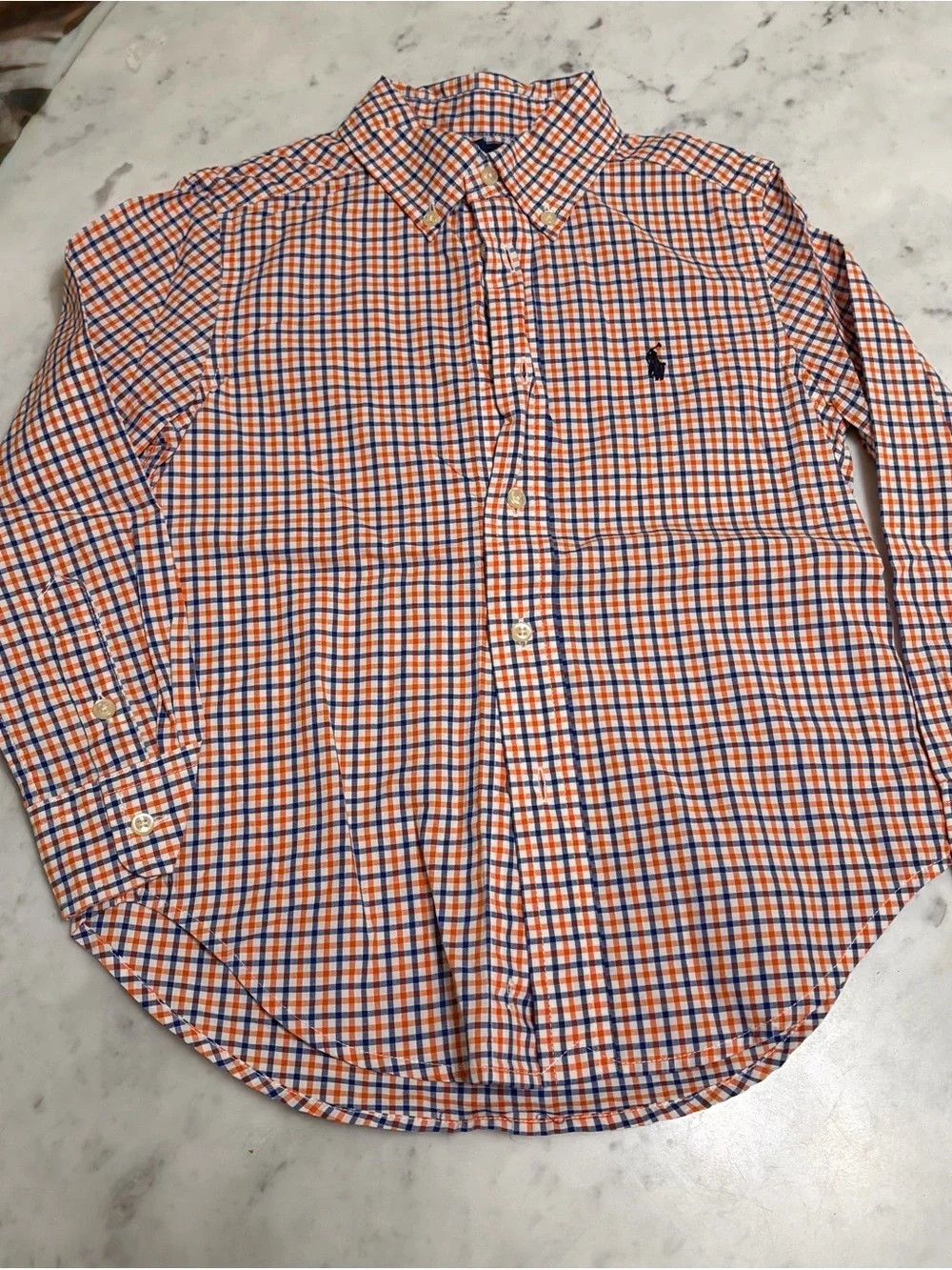 Polo Ralph Lauren boys  Orange & Blue Check Button-Down Shirt